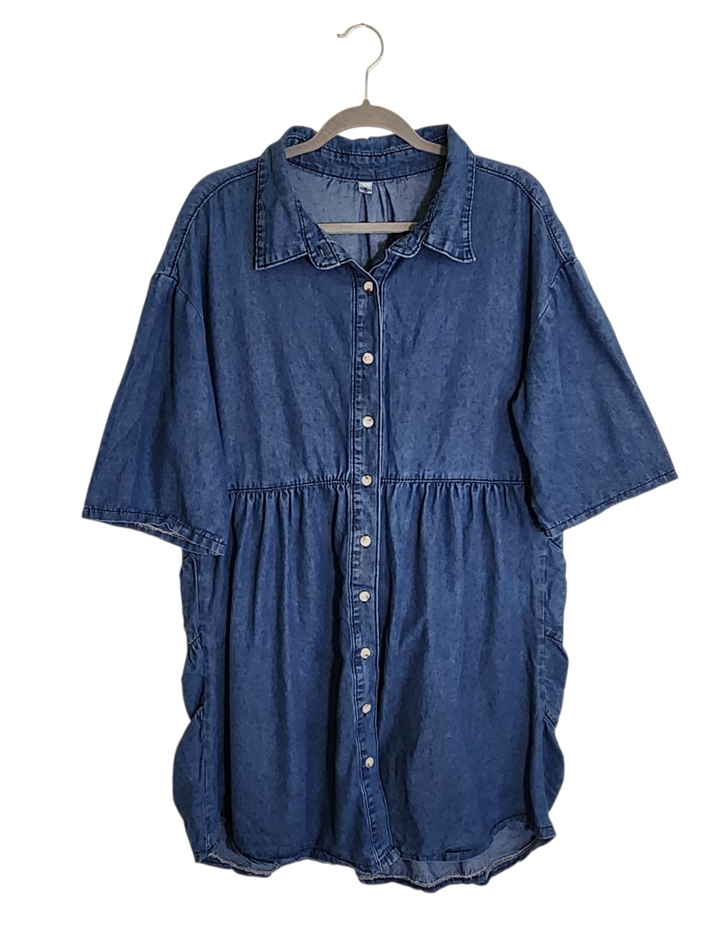TheyLook Medium Wash Blue Denim Mini Shirt Dress Size XXL